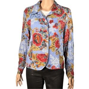 Coldwater Creek Floral Linen Blend Jacket
